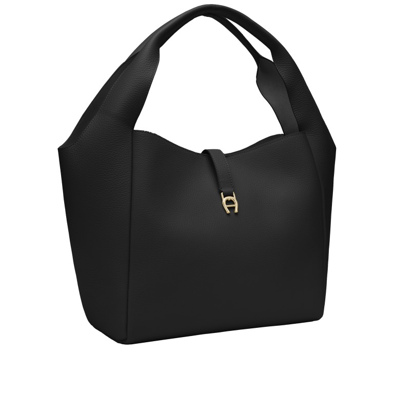 Beuteltasche Zaira M, Farbe: schwarz, taupe/khaki, weiß, Marke: AIGNER, Abmessungen in cm: 31x26x14.5, Bild 2 von 4