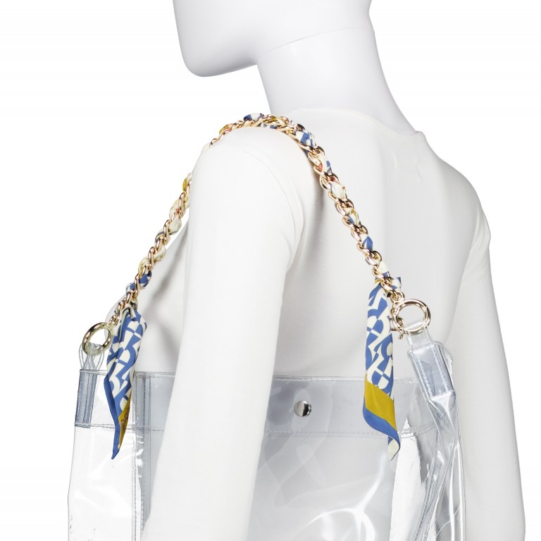 Schulterkette Fashion mit Tuch, Farbe: blau/petrol, rosa/pink, Marke: AIGNER, Abmessungen in cm: 3x45x1, Bild 3 von 3