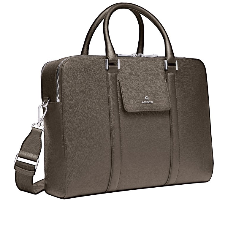 Handtasche / Aktentasche Matteo S, Farbe: schwarz, braun, Marke: AIGNER, Abmessungen in cm: 36x28x10, Bild 2 von 6