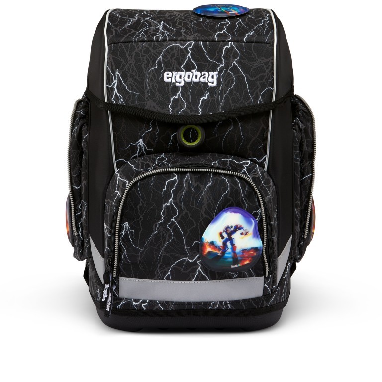 Schulranzen Cubo Glow Set 5-teilig Super ReflektBär, Farbe: schwarz, Marke: Ergobag, EAN: 4057081177097, Abmessungen in cm: 28x40x25, Bild 2 von 7