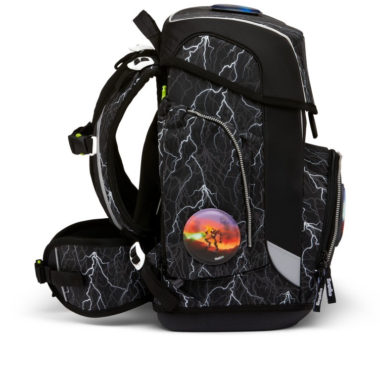 Schulranzen Cubo Glow Set 5-teilig Super ReflektBär, Farbe: schwarz, Marke: Ergobag, EAN: 4057081177097, Abmessungen in cm: 28x40x25, Bild 4 von 7