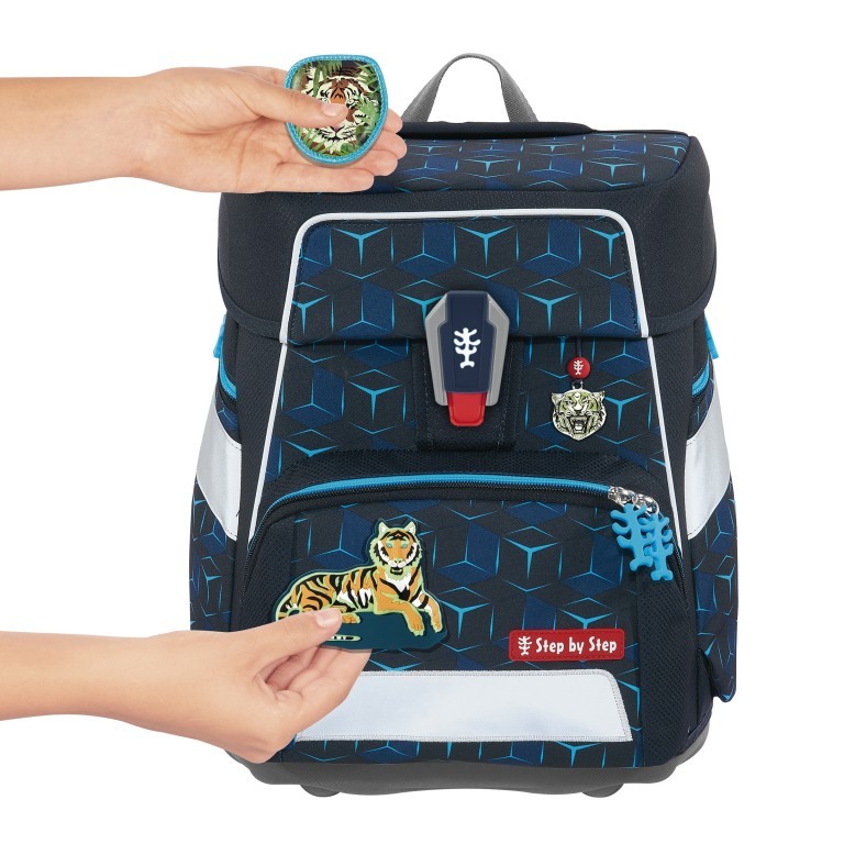 Schulranzen Space Shine Special Edition Set 5-teilig Tiger Night Kimba, Farbe: blau/petrol, Marke: Step by Step, EAN: 4047443504111, Abmessungen in cm: 38x37x20, Bild 3 von 15
