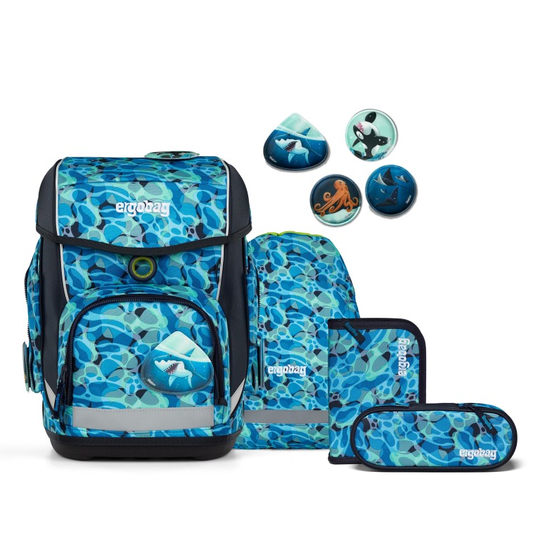 Schulranzen Cubo Eco Hero Set 5-teilig Modell 2025, Farbe: blau/petrol, beige, Marke: Ergobag, Abmessungen in cm: 28x38x25, Bild 1 von 7