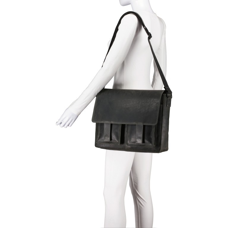 Kuriertasche Huntsville Henrik mit Laptopfach 15 Zoll, Marke: Hausfelder Manufaktur, Abmessungen in cm: 38x31x11, Bild 4 von 6