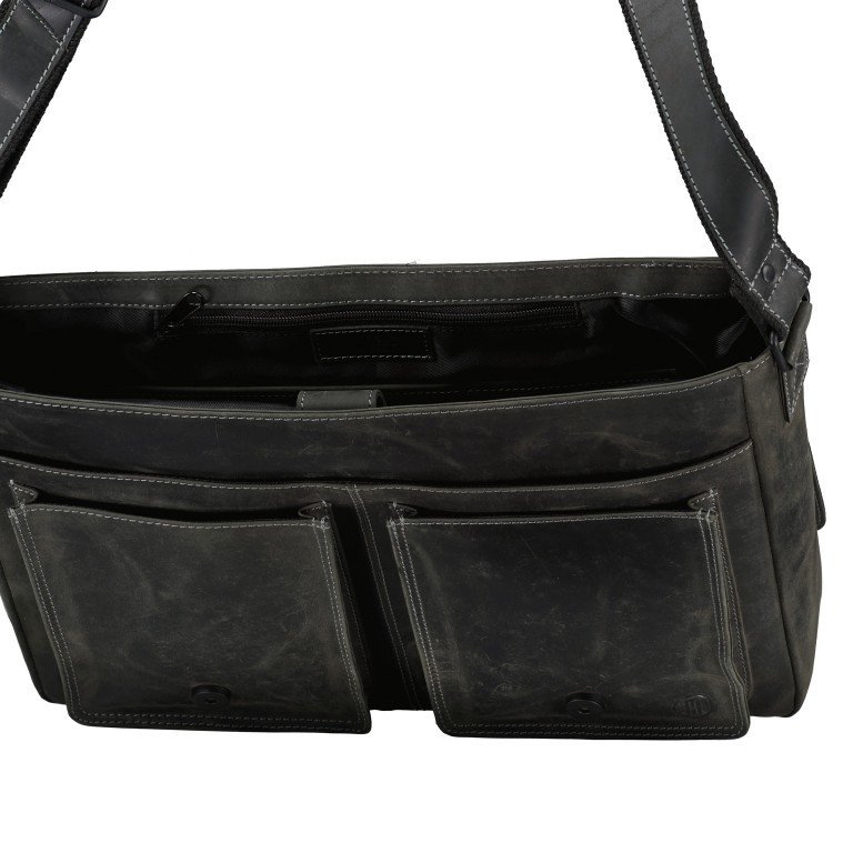 Kuriertasche Huntsville Henrik mit Laptopfach 15 Zoll, Farbe: schwarz, cognac, Marke: Hausfelder Manufaktur, Abmessungen in cm: 38x31x11, Bild 6 von 6