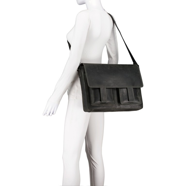 Kuriertasche Huntsville Henrik mit Laptopfach 15 Zoll, Marke: Hausfelder Manufaktur, Abmessungen in cm: 38x31x11, Bild 5 von 6