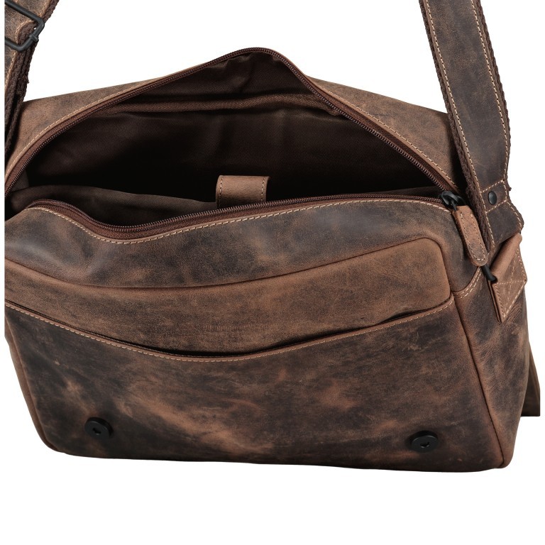 Kuriertasche Huntsville Habib mit Laptopfach, Farbe: schwarz, braun, cognac, Marke: Hausfelder Manufaktur, Abmessungen in cm: 33x30x11, Bild 6 von 6