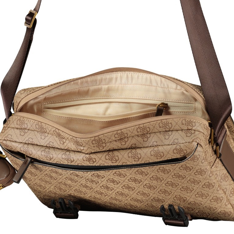 Kuriertasche Vezzola Eco Messenger, Farbe: schwarz, cognac, Marke: Guess, Abmessungen in cm: 34x26x9.5, Bild 6 von 6