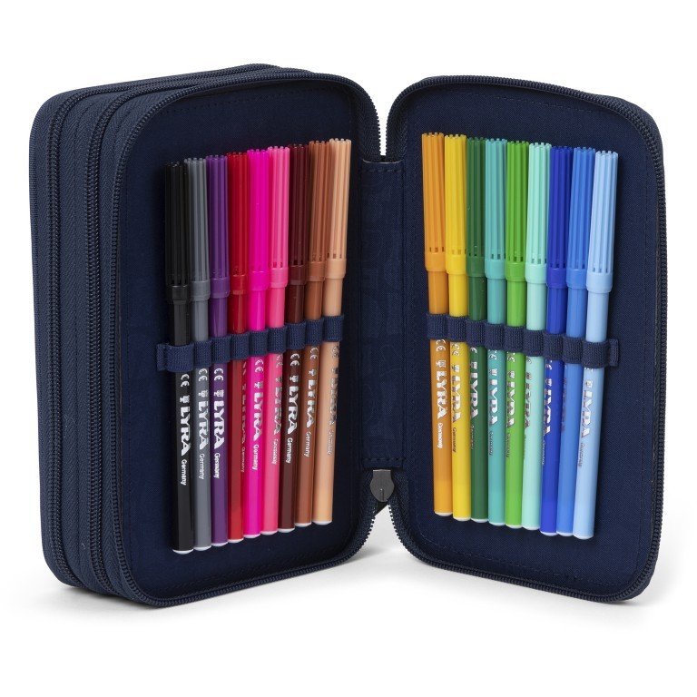 Stifteetui Maxi Mäppchen Glow Set 40-teilig, Farbe: schwarz, blau/petrol, grün/oliv, Marke: Ergobag, Abmessungen in cm: 20.5x13.5x6.5, Bild 5 von 5