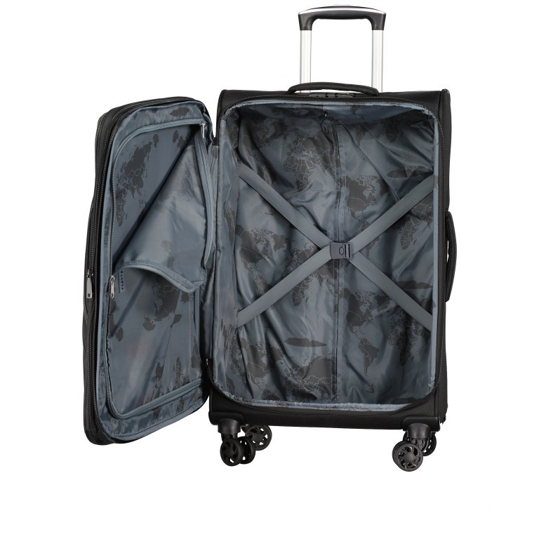 Koffer FLT24 erweiterbar Größe 69 cm, Farbe: schwarz, blau/petrol, Marke: Flanigan, Abmessungen in cm: 44x69x28, Bild 7 von 8