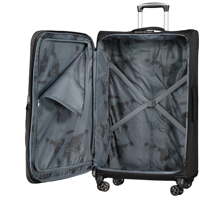 Koffer FLT24 erweiterbar Größe 79 cm, Farbe: schwarz, blau/petrol, Marke: Flanigan, Abmessungen in cm: 50x79x31, Bild 7 von 8