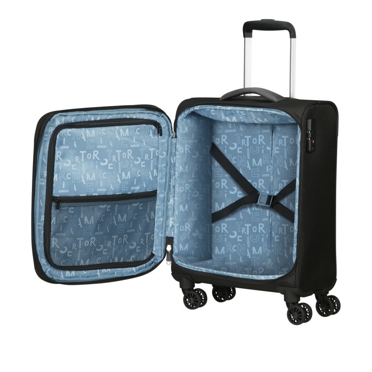 Koffer Pulsonic Spinner 55 Expandable Asphalt Black, Farbe: schwarz, Marke: American Tourister, EAN: 5400520203977, Abmessungen in cm: 40x55x23, Bild 8 von 11