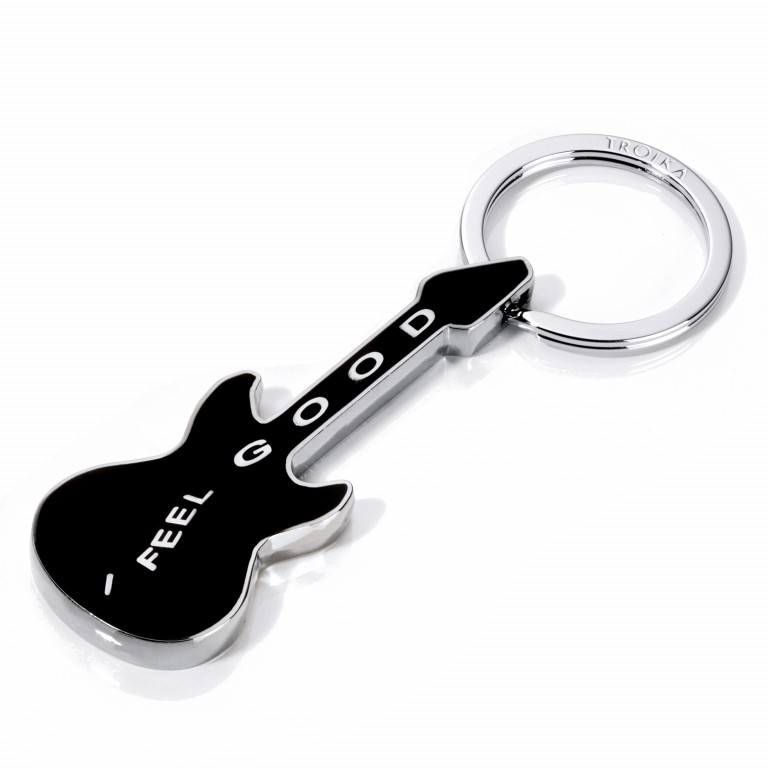Schlüsselanhänger Gitarre I Feel Good Schwarz, Farbe: schwarz, Marke: Troika, EAN: 4024023116551, Abmessungen in cm: 3.4x10.7x0.7, Bild 1 von 1
