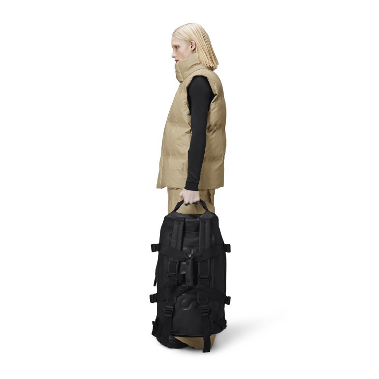 Reisetasche / Rucksack Texel Duffle Bag Black, Farbe: schwarz, Marke: Rains, EAN: 5711747560652, Abmessungen in cm: 62x34x34, Bild 3 von 7