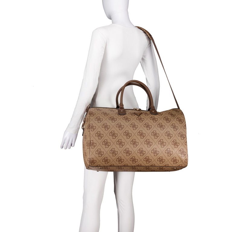 Reisetasche Berta 4G-Logo Größe 50 cm, Farbe: anthrazit, cognac, taupe/khaki, Marke: Guess, Abmessungen in cm: 50x31x26, Bild 4 von 6
