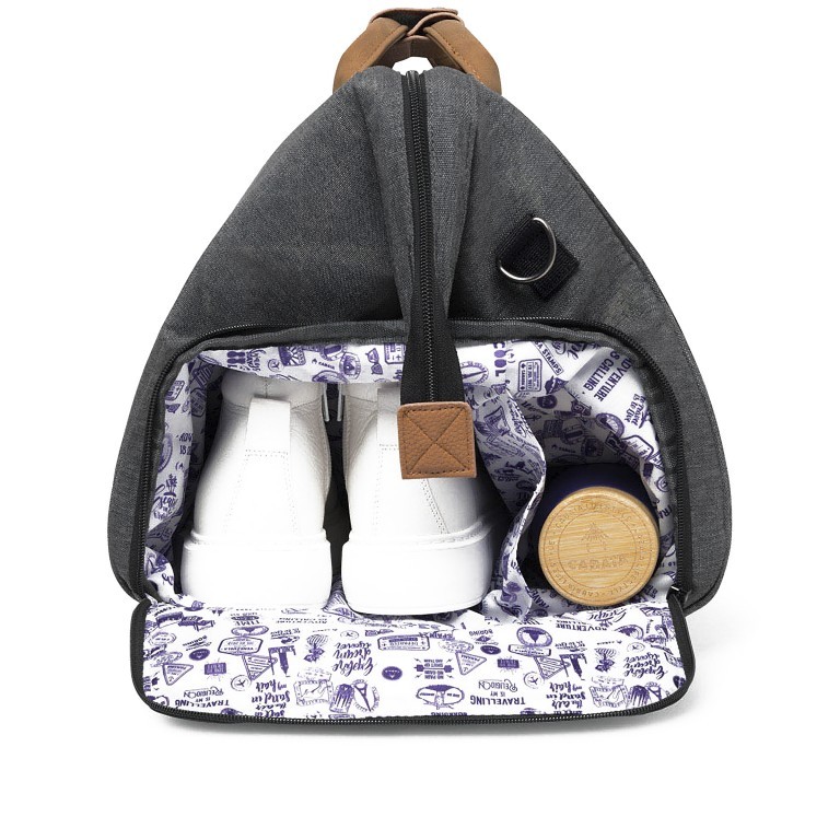 Reisetasche / Rucksack Duffle Essentials Small, Farbe: anthrazit, blau/petrol, cognac, Marke: Cabaia, Abmessungen in cm: 45x30x29, Bild 7 von 11