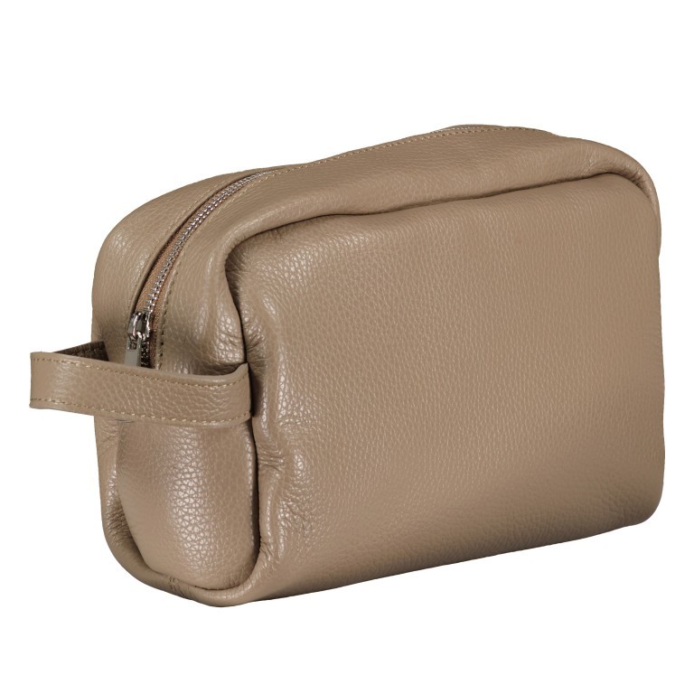 Kulturbeutel Taupe, Farbe: taupe/khaki, Marke: Hausfelder Manufaktur, EAN: 4065646010468, Abmessungen in cm: 23x14x9, Bild 2 von 4