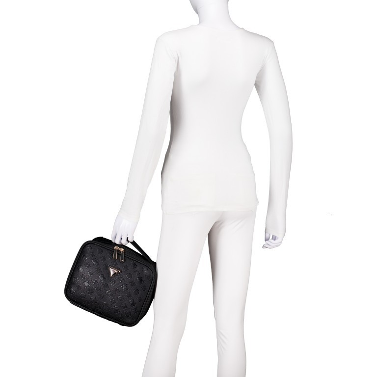 Kulturbeutel Wilder Travel 4G-Logo Peony, Farbe: schwarz, beige, Marke: Guess, Abmessungen in cm: 26.5x22.5x9.5, Bild 3 von 5