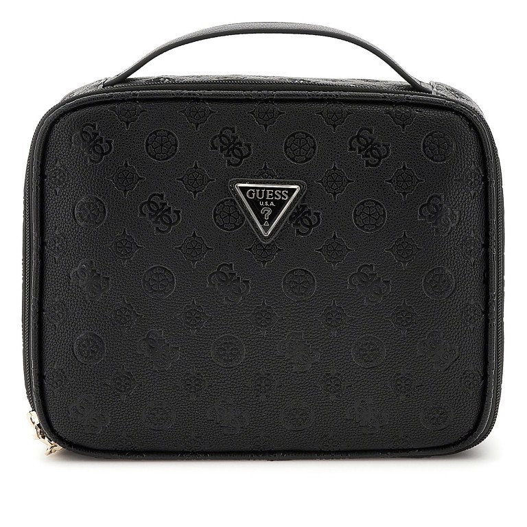 Kulturbeutel Wilder Travel 4G-Logo Peony, Farbe: schwarz, beige, Marke: Guess, Abmessungen in cm: 26.5x22.5x9.5, Bild 1 von 5