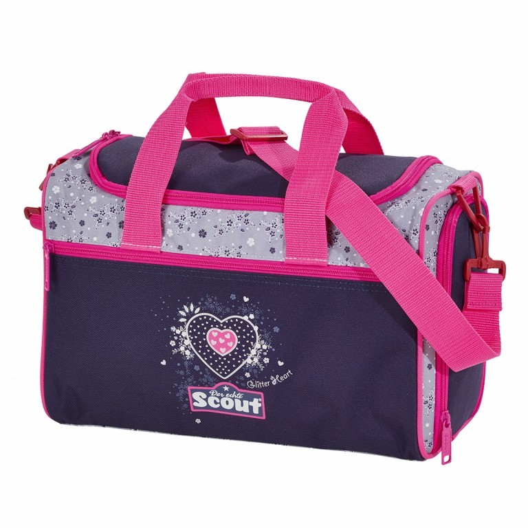 Schulranzen Sunny Set 4-teilig Glitter Heart, Farbe: blau/petrol, Marke: Scout, Abmessungen in cm: 30x39x20, Bild 9 von 9