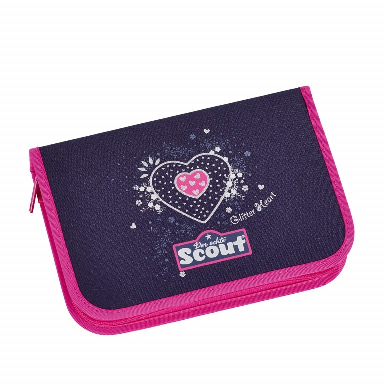 Schulranzen Sunny Set 4-teilig Glitter Heart, Farbe: blau/petrol, Marke: Scout, Abmessungen in cm: 30x39x20, Bild 6 von 9