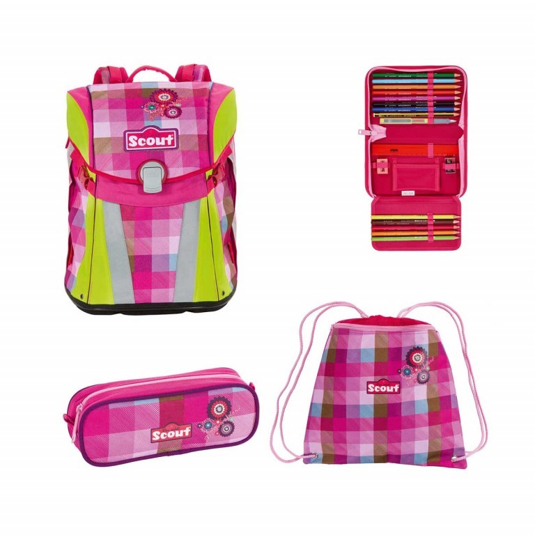 Schulranzen Sunny Set 4-teilig Flowery Island, Farbe: rosa/pink, Marke: Scout, Abmessungen in cm: 30x39x20, Bild 1 von 9