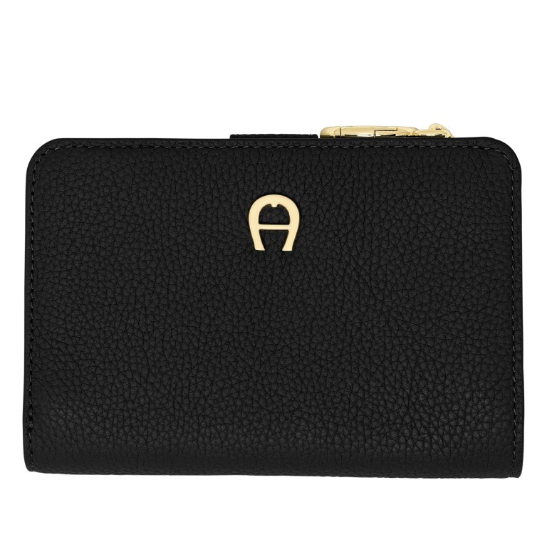 Geldbörse Zita 152-025, Farbe: schwarz, grau, blau/petrol, braun, cognac, taupe/khaki, grün/oliv, rot/weinrot, rosa/pink, orange, beige, Marke: AIGNER, Abmessungen in cm: 14.2x9.5x2.7, Bild 1 von 3