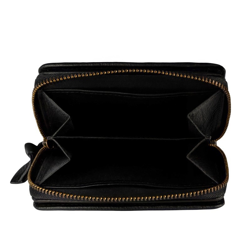 Geldbörse Finja Double Flap Wallet mit RFID-Schutz, Farbe: schwarz, cognac, Marke: Flanigan, Abmessungen in cm: 12.5x9.5x2.7, Bild 6 von 6