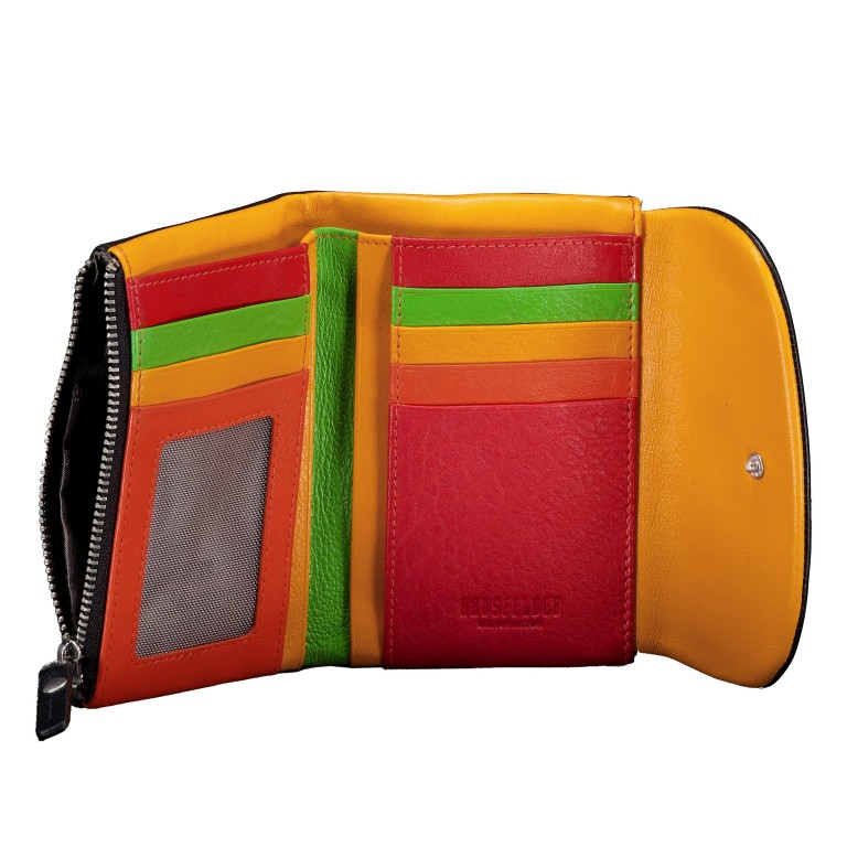 Geldbörse Nappa mit RFID-Schutz, Farbe: schwarz, blau/petrol, rot/weinrot, beige, Marke: Hausfelder Manufaktur, Abmessungen in cm: 13.5x9.7x2.7, Bild 4 von 4