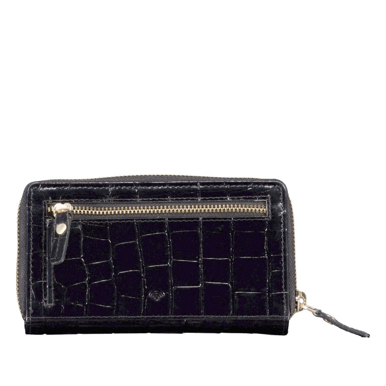 Geldbörse Kroko mit RFID-Schutz, Farbe: schwarz, beige, Marke: Hausfelder Manufaktur, Abmessungen in cm: 9x15.7x2.5, Bild 3 von 4