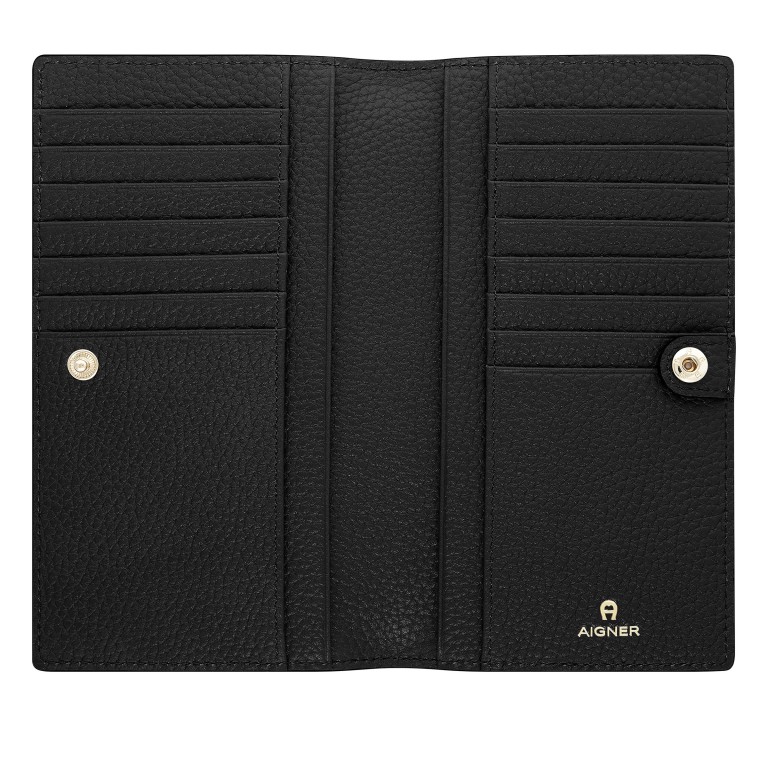 Geldbörse Delia, Farbe: schwarz, beige, Marke: AIGNER, Abmessungen in cm: 17.2x9.5x1, Bild 3 von 3