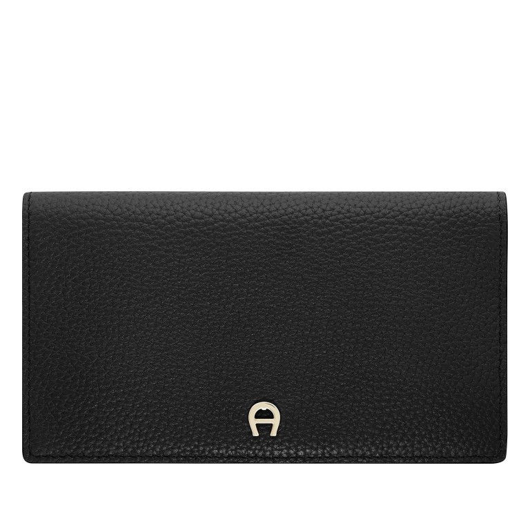 Geldbörse Delia, Farbe: schwarz, beige, Marke: AIGNER, Abmessungen in cm: 17.2x9.5x1, Bild 1 von 3