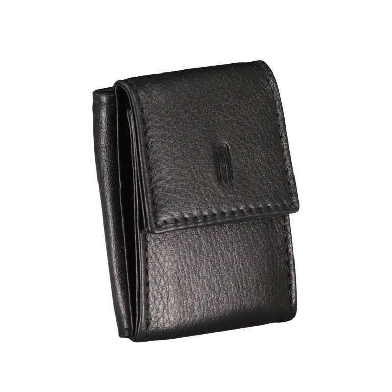 Wickelbörse Nappa, Farbe: schwarz, rot/weinrot, Marke: Hausfelder Manufaktur, Abmessungen in cm: 7x5.5x1.5, Bild 2 von 5