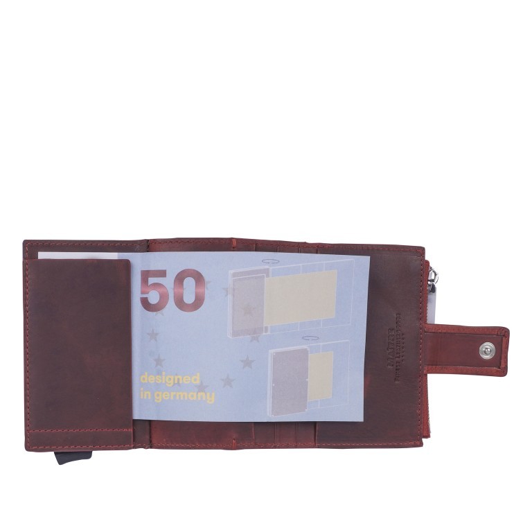 Geldbörse Birkenfeld E-Cage C-Four mit RFID-Schutz, Farbe: blau/petrol, cognac, rot/weinrot, Marke: Maitre, Abmessungen in cm: 6.5x10x2, Bild 6 von 6
