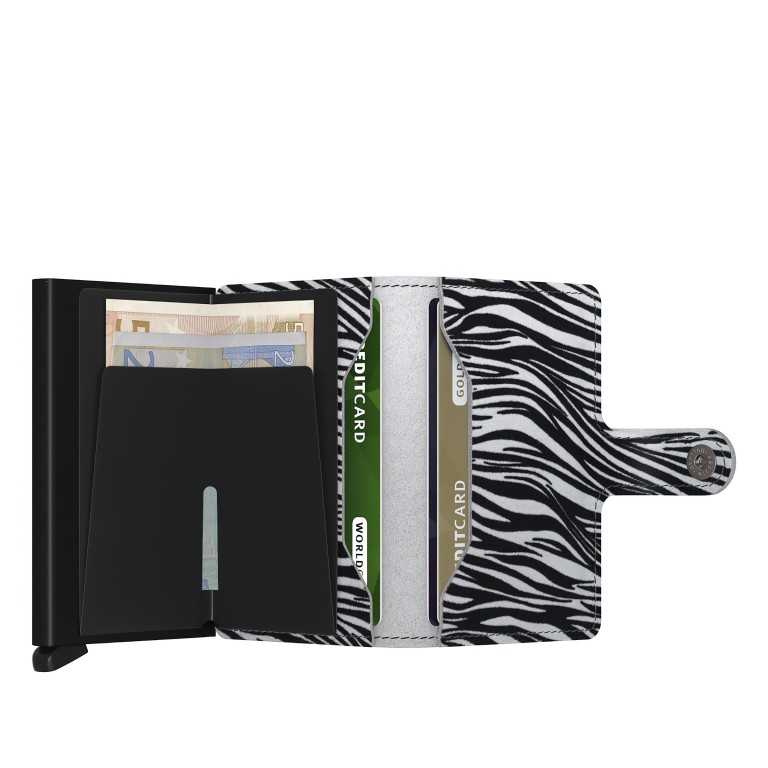 Geldbörse Miniwallet Zebra mit RFID-Schutz, Farbe: schwarz, beige, Marke: Secrid, Abmessungen in cm: 6.5x10.2x1.2, Bild 4 von 5