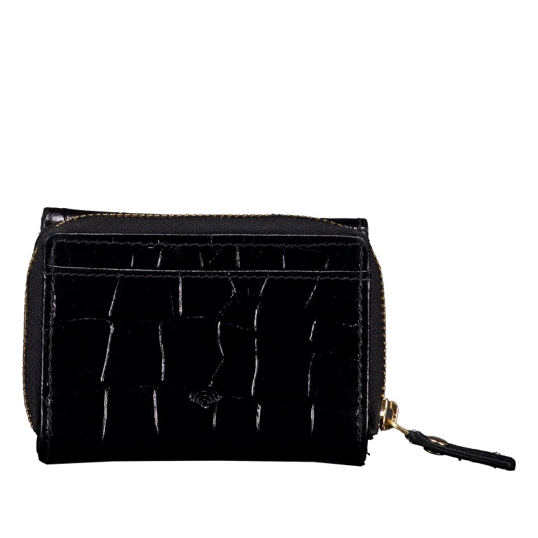 Geldbörse Kroko mit RFID-Schutz, Farbe: schwarz, beige, Marke: Hausfelder Manufaktur, Abmessungen in cm: 10.2x8x3, Bild 3 von 5