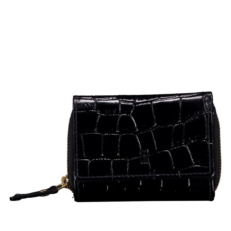 Geldbörse Kroko mit RFID-Schutz, Farbe: schwarz, beige, Marke: Hausfelder Manufaktur, Abmessungen in cm: 10.2x8x3, Bild 1 von 5