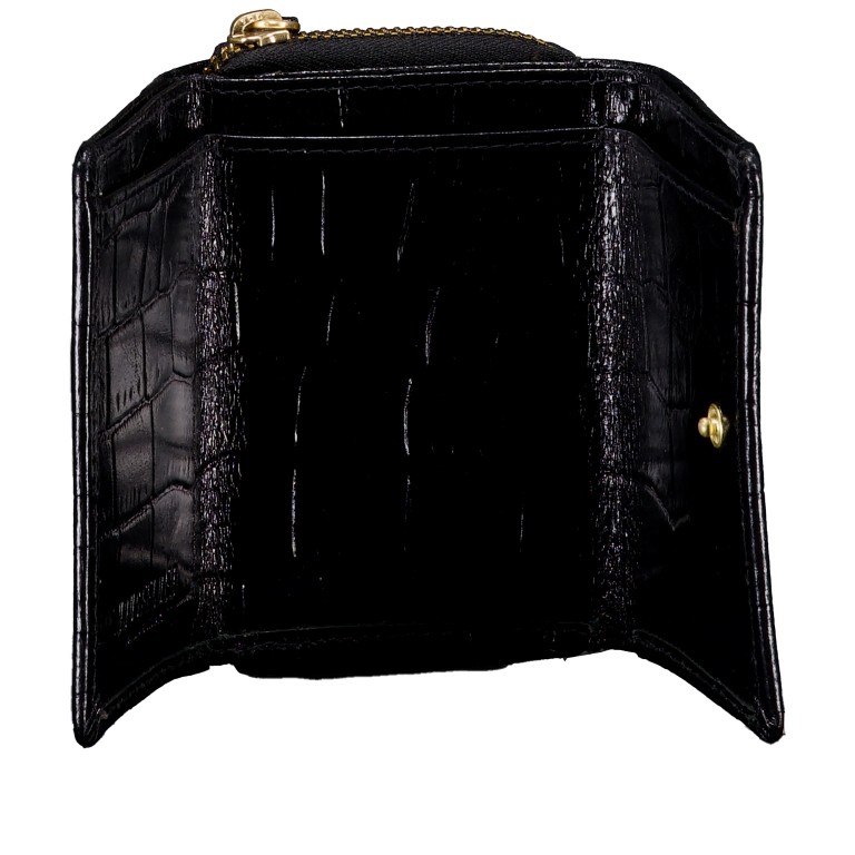 Geldbörse Kroko mit RFID-Schutz, Farbe: schwarz, beige, Marke: Hausfelder Manufaktur, Abmessungen in cm: 10.2x8x3, Bild 4 von 5