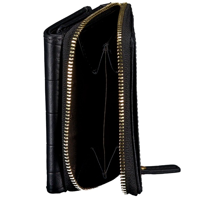 Geldbörse Kroko mit RFID-Schutz, Farbe: schwarz, braun, Marke: Hausfelder Manufaktur, Abmessungen in cm: 10.2x7.5x2.5, Bild 5 von 5