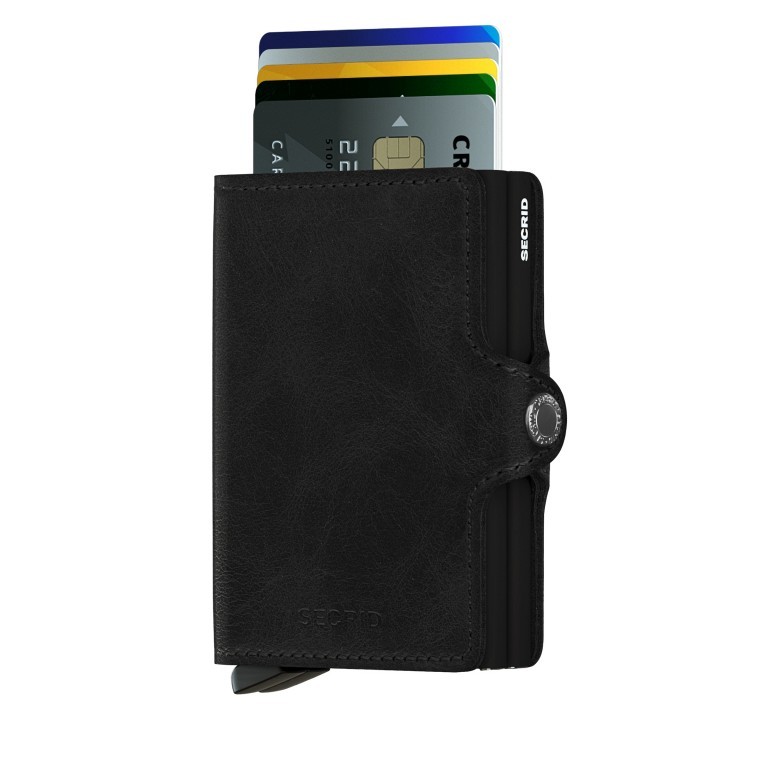 Geldbörse Twinwallet Vintage, Farbe: schwarz, braun, cognac, Marke: Secrid, Abmessungen in cm: 7x10.2x2.5, Bild 3 von 3