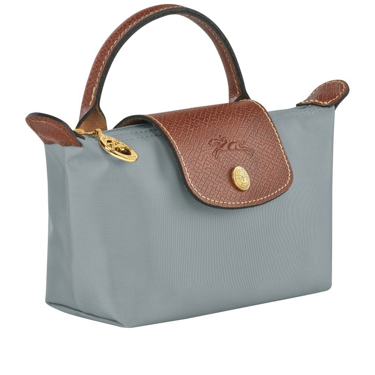 Kosmetiktasche Le Pliage Pochette, Farbe: grau, blau/petrol, braun, grün/oliv, rot/weinrot, rosa/pink, orange, beige, Marke: Longchamp, Abmessungen in cm: 17x10x5.5, Bild 2 von 5