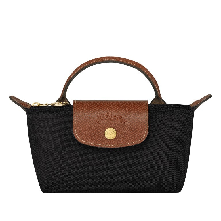Kosmetiktasche Le Pliage Pochette, Farbe: schwarz, grau, blau/petrol, cognac, beige, Marke: Longchamp, Abmessungen in cm: 17x10x5.5, Bild 1 von 5