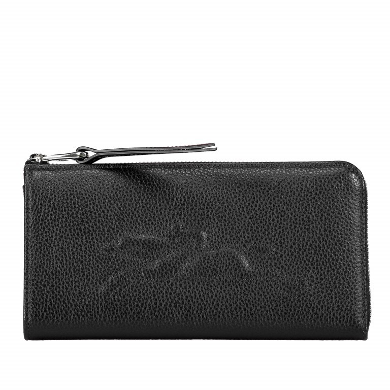 Geldbörse Le Foulonné 621-3418 Schwarz, Farbe: schwarz, Marke: Longchamp, Abmessungen in cm: 20x10x2, Bild 1 von 1