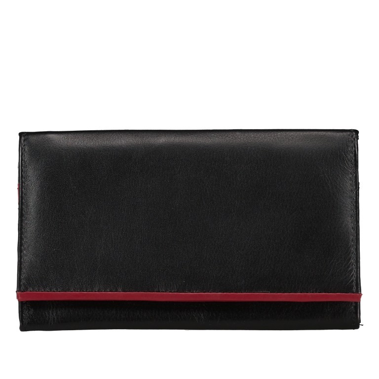 Geldbörse Multicolor Schwarz Rot, Farbe: rot/weinrot, Marke: Hausfelder Manufaktur, EAN: 4039584250705, Abmessungen in cm: 17x9.5x2, Bild 1 von 4