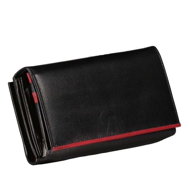 Geldbörse Multicolor Schwarz Rot, Farbe: rot/weinrot, Marke: Hausfelder Manufaktur, EAN: 4039584250750, Abmessungen in cm: 18.5x9.3x3.5, Bild 2 von 5