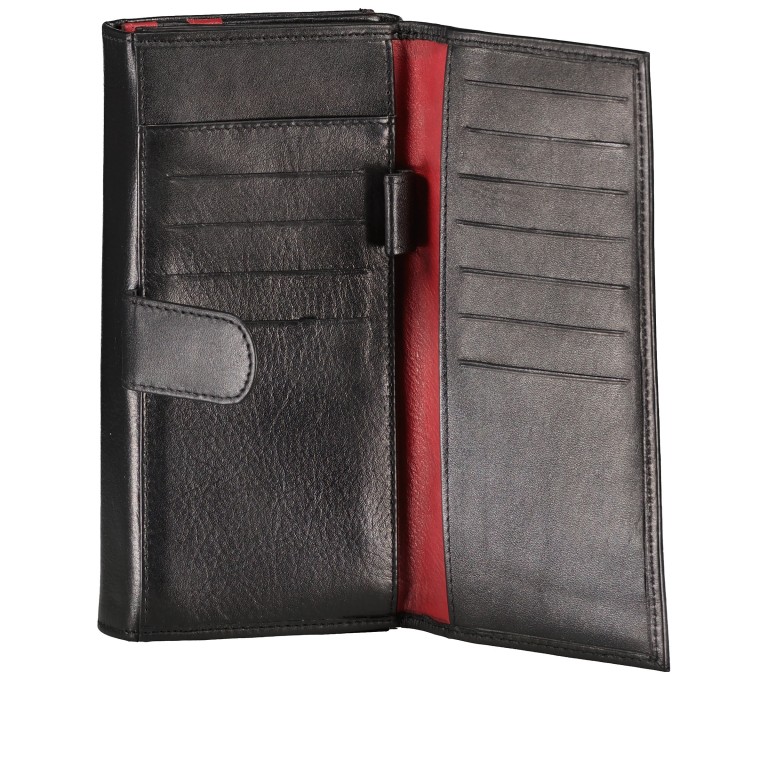 Geldbörse Multicolor Schwarz Rot, Farbe: rot/weinrot, Marke: Hausfelder Manufaktur, EAN: 4039584250750, Abmessungen in cm: 18.5x9.3x3.5, Bild 5 von 5