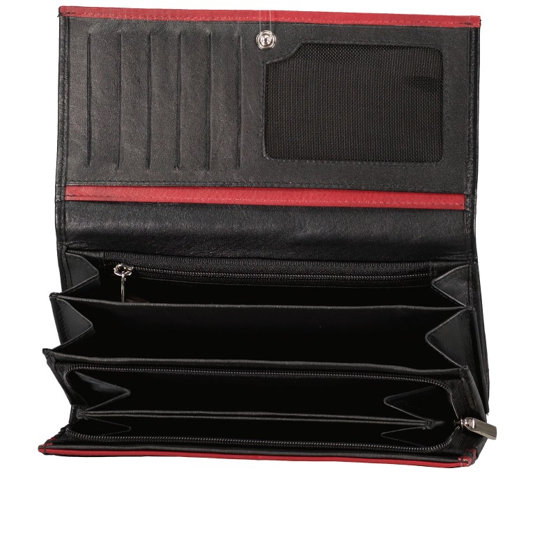 Geldbörse Multicolor Schwarz Rot, Farbe: rot/weinrot, Marke: Hausfelder Manufaktur, EAN: 4039584250750, Abmessungen in cm: 18.5x9.3x3.5, Bild 4 von 5