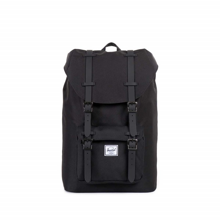 Rucksack Little America Medium Rubber Straps Volumen 14 Liter Black Rubber, Farbe: schwarz, Marke: Herschel, EAN: 0828432050499, Abmessungen in cm: 28x43x12, Bild 1 von 4