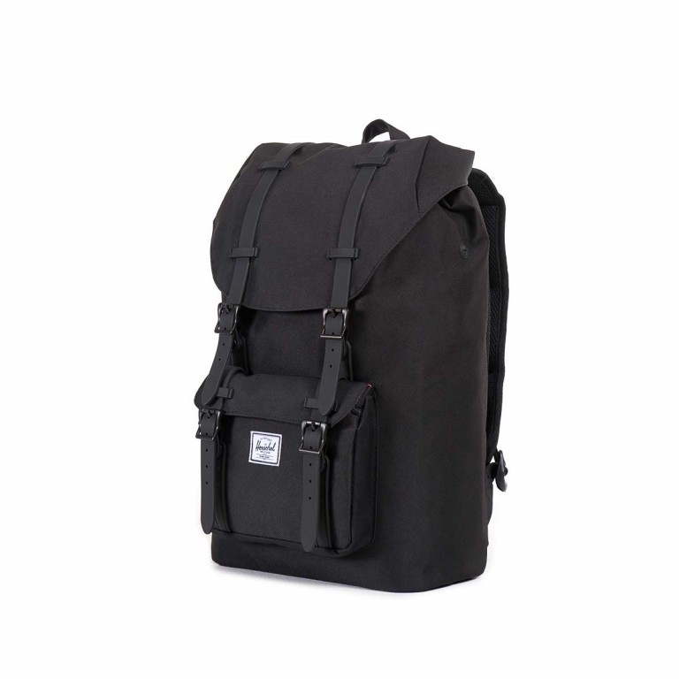 Rucksack Little America Medium Rubber Straps Volumen 14 Liter Black Rubber, Farbe: schwarz, Marke: Herschel, EAN: 0828432050499, Abmessungen in cm: 28x43x12, Bild 3 von 4