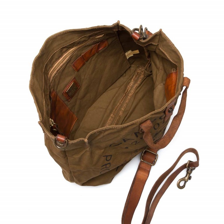 Handtasche Canvas C1389 Druck Schwarz, Farbe: cognac, Marke: Campomaggi, Abmessungen in cm: 30x33x14, Bild 3 von 4